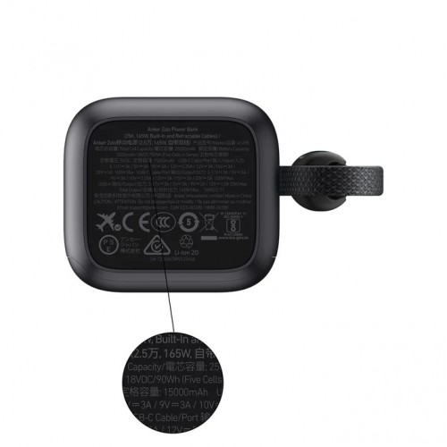 Anker 25K 165W 內建可伸縮電纜行動電源 A1695