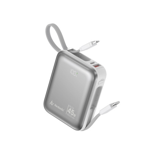 Hedonic PD 3.0 45W快充 10000mah流動充電池 (附嵌入式充電線) (3C認證QR Code)