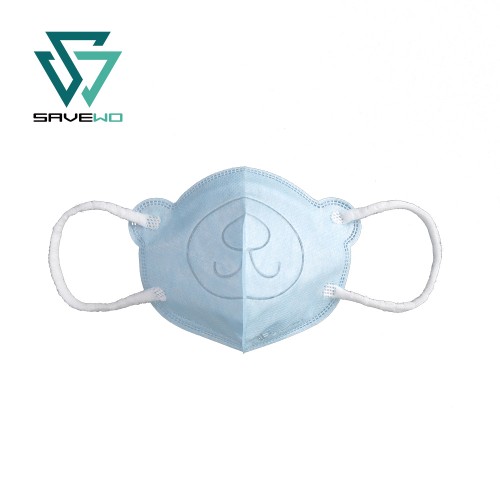 SAVEWO 3DBEAR 救世立體啤口罩 粉藍色 (30片/盒 ，獨立包裝) (6-24月嬰幼兒適用)