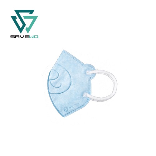 SAVEWO 3DBEAR 救世立體啤口罩 粉藍色 (30片/盒 ，獨立包裝) (6-24月嬰幼兒適用)