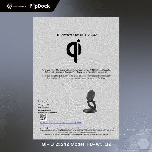 SAVEWO FlipDock Plus Qi2 25W 三合一磁吸摺疊旋轉無線充電座
