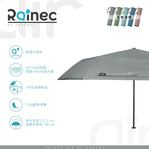 Savewo Rainec Air 超輕防曬超潑水摺遮 (Night Mist / 夜霧)