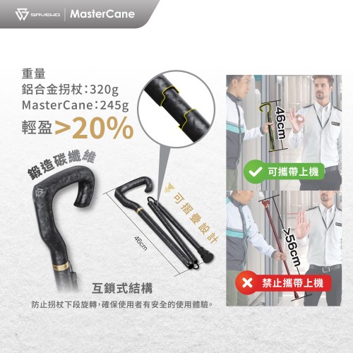 SAVEWO MasterCane 超輕碳纖維摺疊式拐杖