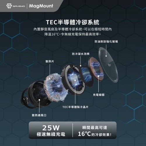 Savewo MagMount PRO2 Qi2.2 磁吸無線充電支架
