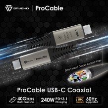 SAVEWO ProCable USB-C CoAxial USB4 Thunderbolt 4 極速全能線 (1M)