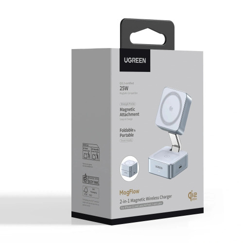 Ugreen 綠聯 2合1 無線充電板 Qi2 25W (W752-55960B) 
