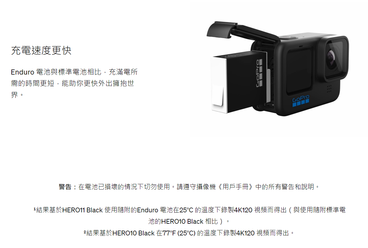 GoPro ENDURO充電電池(H9/10/11 Black)